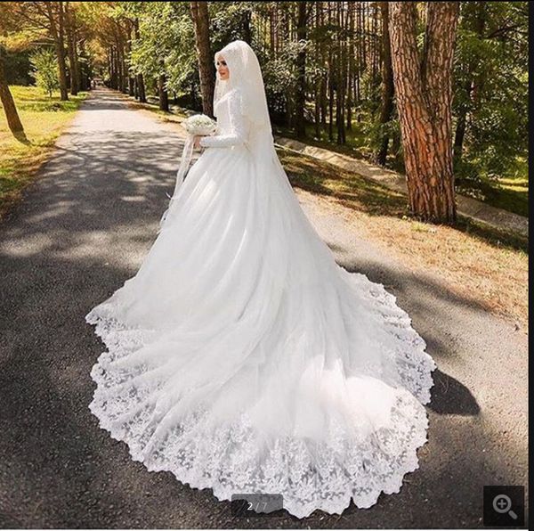 robe de mariage 2019 white lace appliques ball gown wedding dress long sleeve muslim women plus size wedding gowns selling